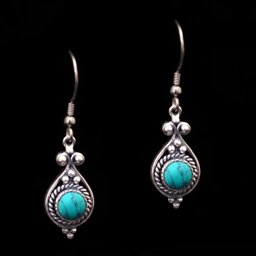 OXIDIZED SILVER TURQUOISE EARRINGS