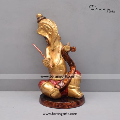 Brass Ganesha Idol With Enamel Painting Figurine Statue Home Decor Temple Tarang Handicrafts - Ganesh Idols For Home Decor