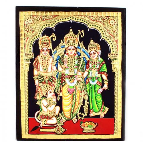 22ct Gold Handmade Lord Rama Kothandarama Tanjore Painting