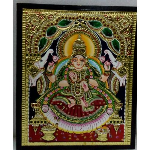 22ct Gold Goddess Lakshmi Gaja Lakshmi Tanjore Painting