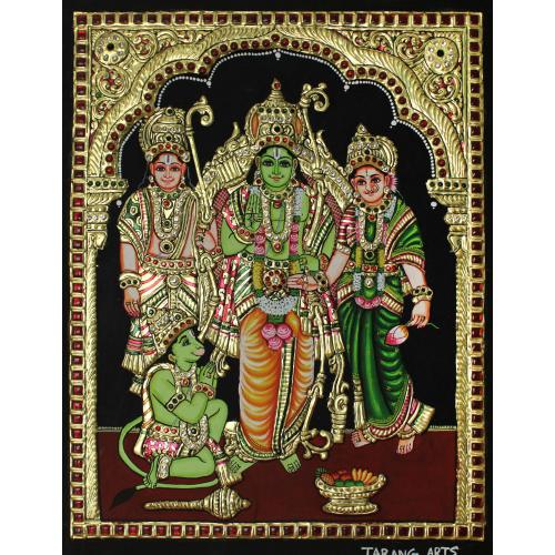 22ct Gold Handmade Lord Rama Kothandarama Tanjore Painting