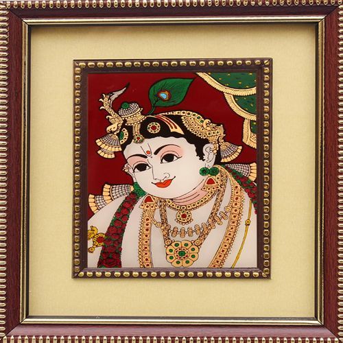 GLASS PAINTING KRISHNA FACE
